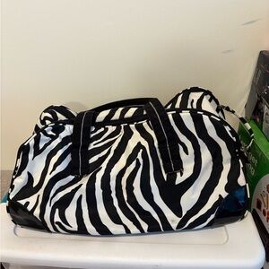 Zebra Print Weekender Bag - Black & White